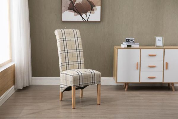 Arcade High Back Checkered Fabric Chair | Living Space