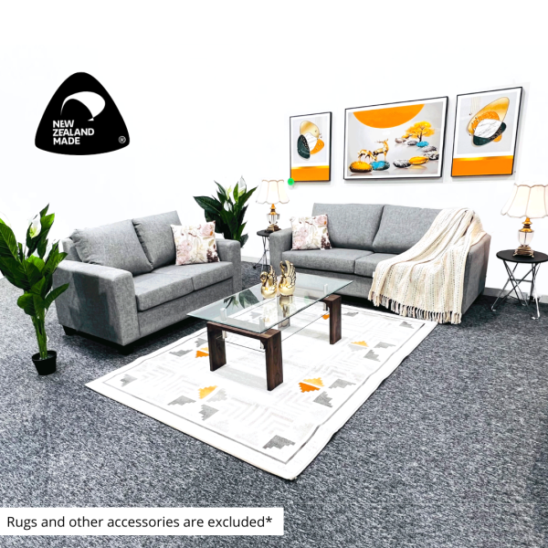 Connor Lounge Suite - Light Grey - Plain Design | Living Space