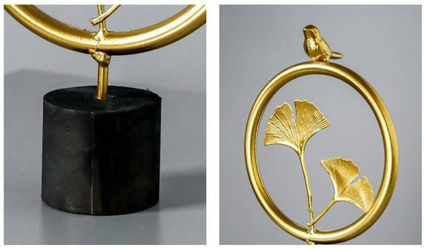 Metal Ginkgo Leaf With Bird